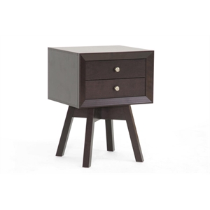 Pemberly Row 2 Drawers Mid-Century Wood End Table in Dark Brown
