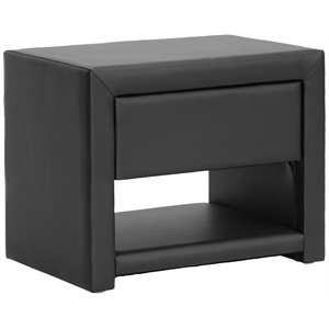 Pemberly Row Faux Leather Nightstand in Black