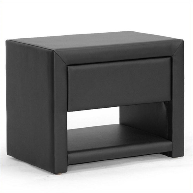 Pemberly Row Faux Leather Nightstand in Black Cymax Business