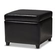 Pemberly Row Square Leather Storage Ottoman in Black