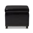 Pemberly Row Square Leather Storage Ottoman in Black