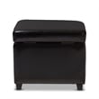 Pemberly Row Square Leather Storage Ottoman in Black
