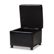 Pemberly Row Square Leather Storage Ottoman in Black