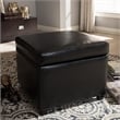 Pemberly Row Square Leather Storage Ottoman in Black
