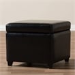 Pemberly Row Square Leather Storage Ottoman in Black