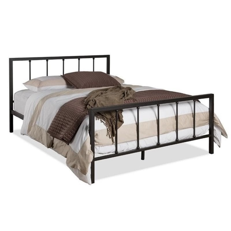 Pemberly Row Queen Metal Spindle Bed in Dark Bronze