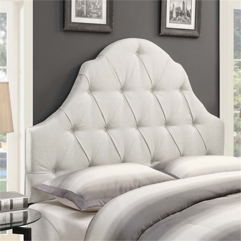 Pemberly Row Upholstered Full Queen Tufted Panel Headboard in White