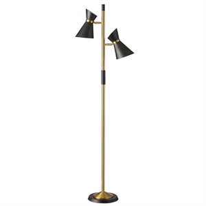 pemberly row 2 light floor lamp in black and bronze
