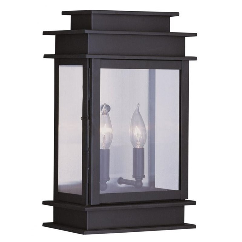 Pemberly Row 2 Light Outdoor Wall Lantern in Bronze/Polished Chrome