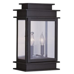 Pemberly Row 2 Light Outdoor Wall Lantern in Bronze/Polished Chrome