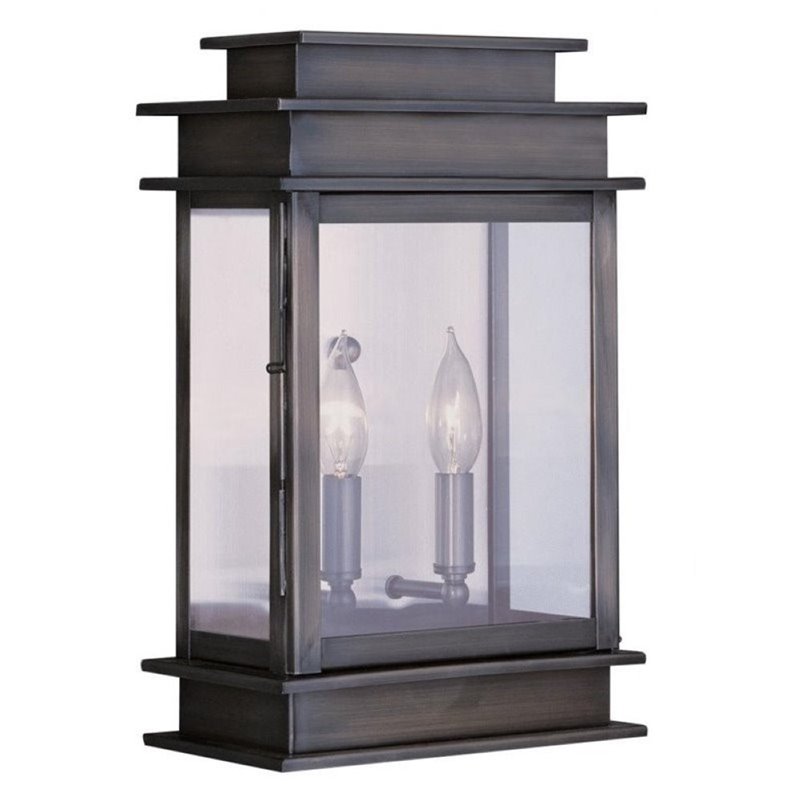 Pemberly Row 2 Light Outdoor Wall Lantern in Vintage Pewter