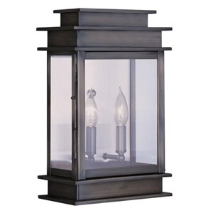 Pemberly Row 2 Light Outdoor Wall Lantern in Vintage Pewter