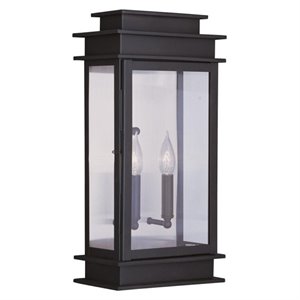 Pemberly Row 2 Light Outdoor Wall Lantern in Bronze/Polished Chrome
