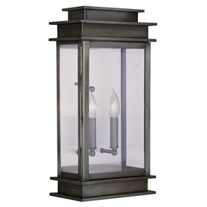Pemberly Row 2 Light Outdoor Wall Lantern in Vintage Pewter