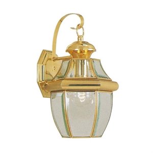 Pemberly Row 1 Light Outdoor Wall Lantern in Polished Brass