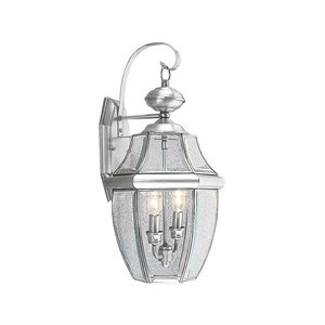 Pemberly Row 2 Light Outdoor Wall Lantern in Brushed Nickel