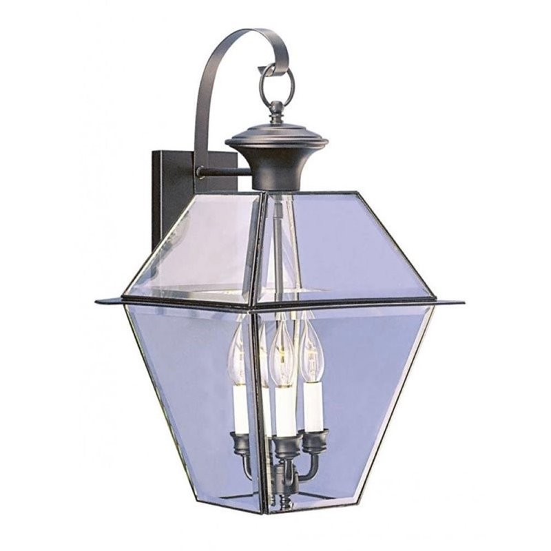 Pemberly Row 3 Light Outdoor Wall Lantern in Black