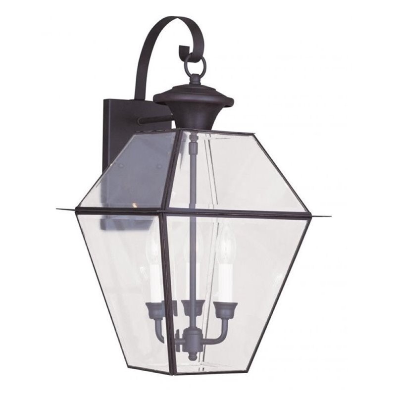Pemberly Row 3 Light Outdoor Wall Lantern in Bronze
