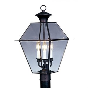 Pemberly Row 3 Light Outdoor Post Head in Black