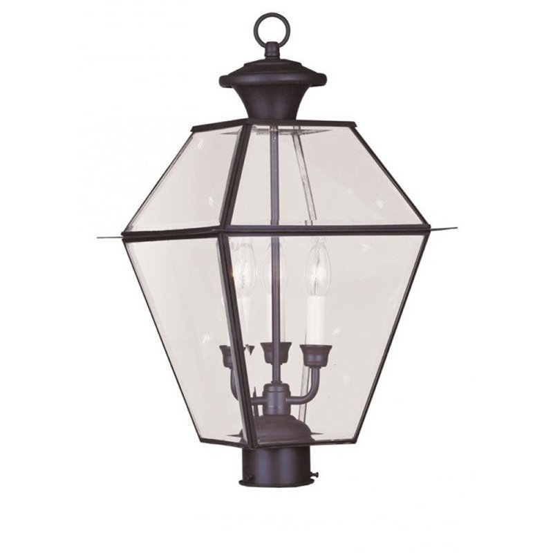 Pemberly Row 3 Light Outdoor Post Head in Bronze