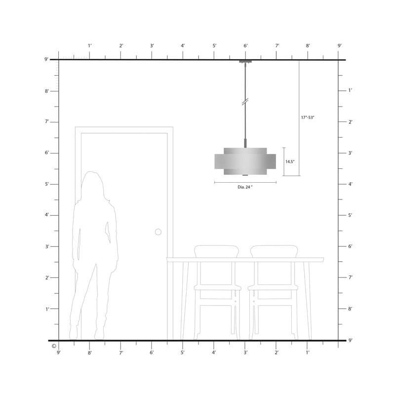 Pemberly Row 5-Light Mid-Century Metal & Fabric Pendant in Bronze/Off White