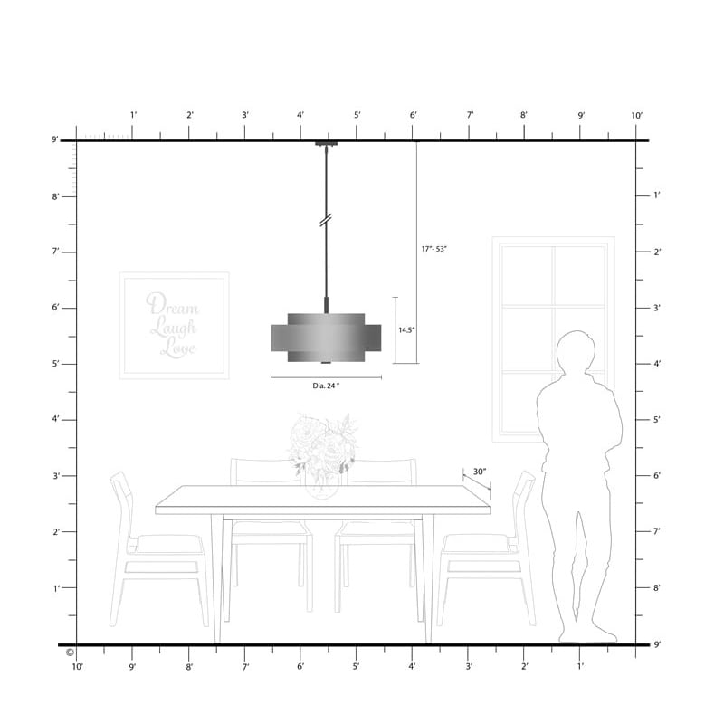 Pemberly Row 5-Light Mid-Century Metal & Fabric Pendant in Bronze/Off White