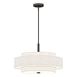 Pemberly Row 5-Light Mid-Century Metal & Fabric Pendant in Bronze/Off White