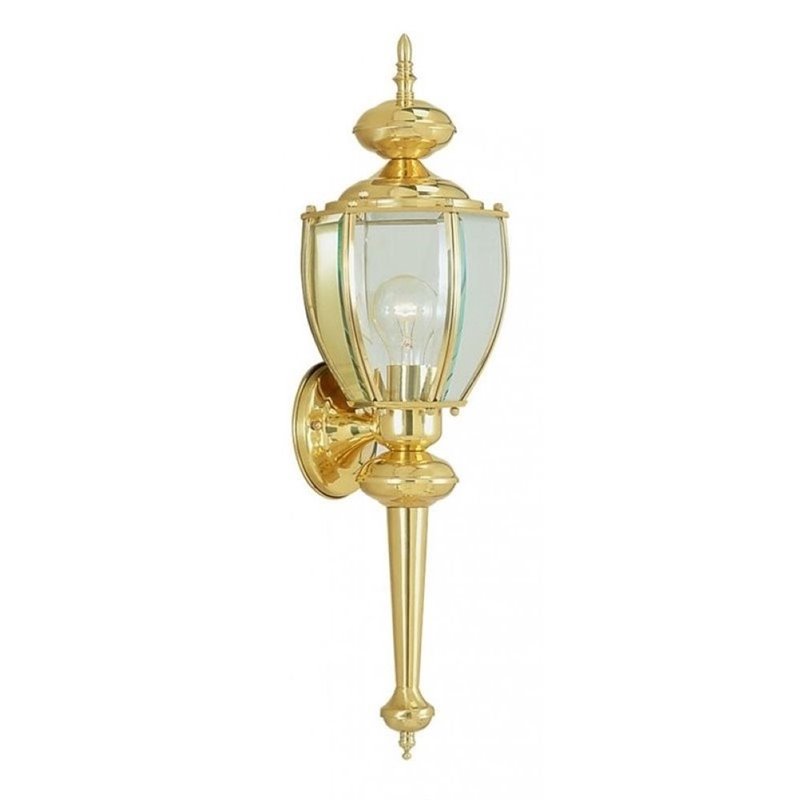 Pemberly Row 1 Light Outdoor Wall Lantern in Polished Brass