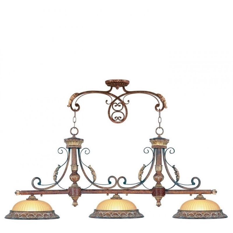 Pemberly Row 3 Light Island Light in Verona Bronze and Aged Gold Leaf