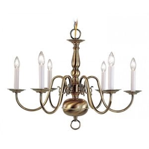 Pemberly Row 6 Light Chandelier in Antique Brass