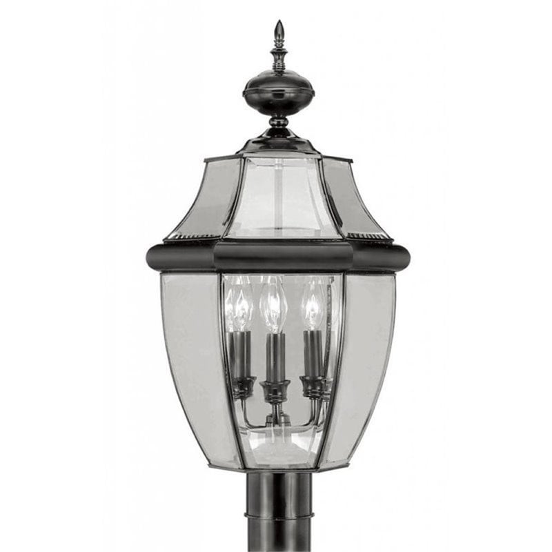 Pemberly Row 3 Light Outdoor Post Head in Black