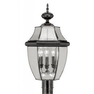 Pemberly Row 3 Light Outdoor Post Head in Black