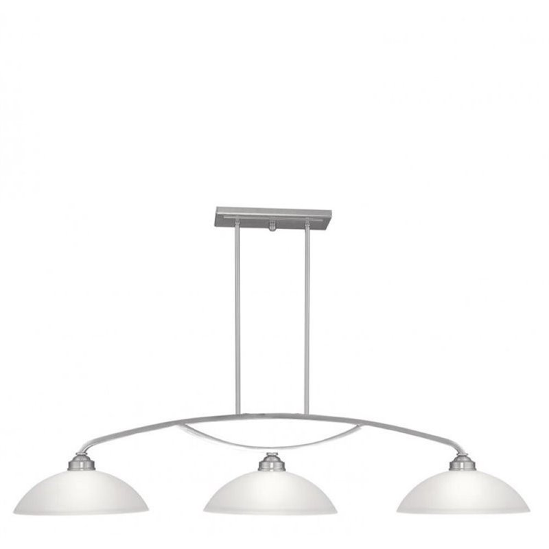 Pemberly Row 3 Light Billiard Island Light in Brushed Nickel