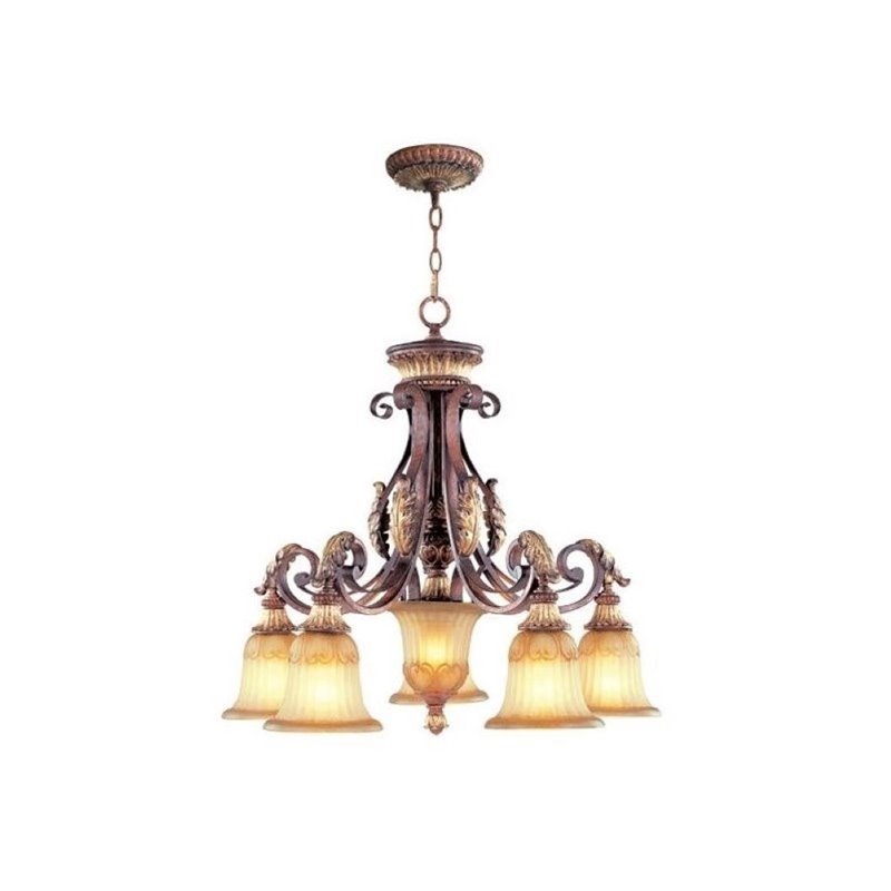 Pemberly Row 5 Light Chandelier in Verona Bronze and Aged Gold Leaf