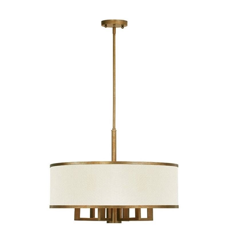 Pemberly Row 6 Light Chandelier in Hand Painted Antique Gold Leaf