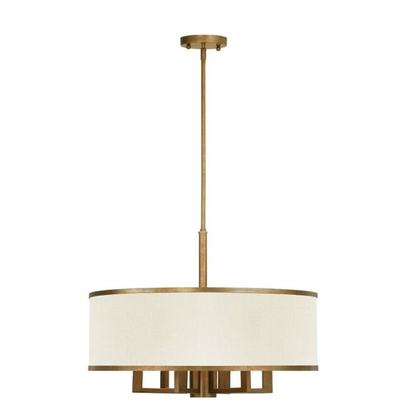 Pemberly Row 6 Light Chandelier in Hand Painted Antique Gold Leaf