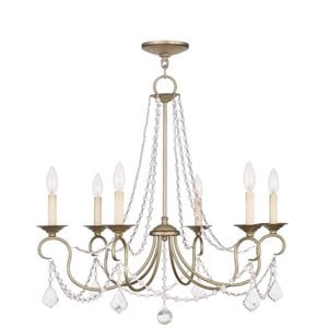 Pemberly Row 6 Light Chandelier in Hand Painted Antique Silver Leaf