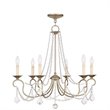 Pemberly Row 6 Light Chandelier in Hand Painted Antique Silver Leaf