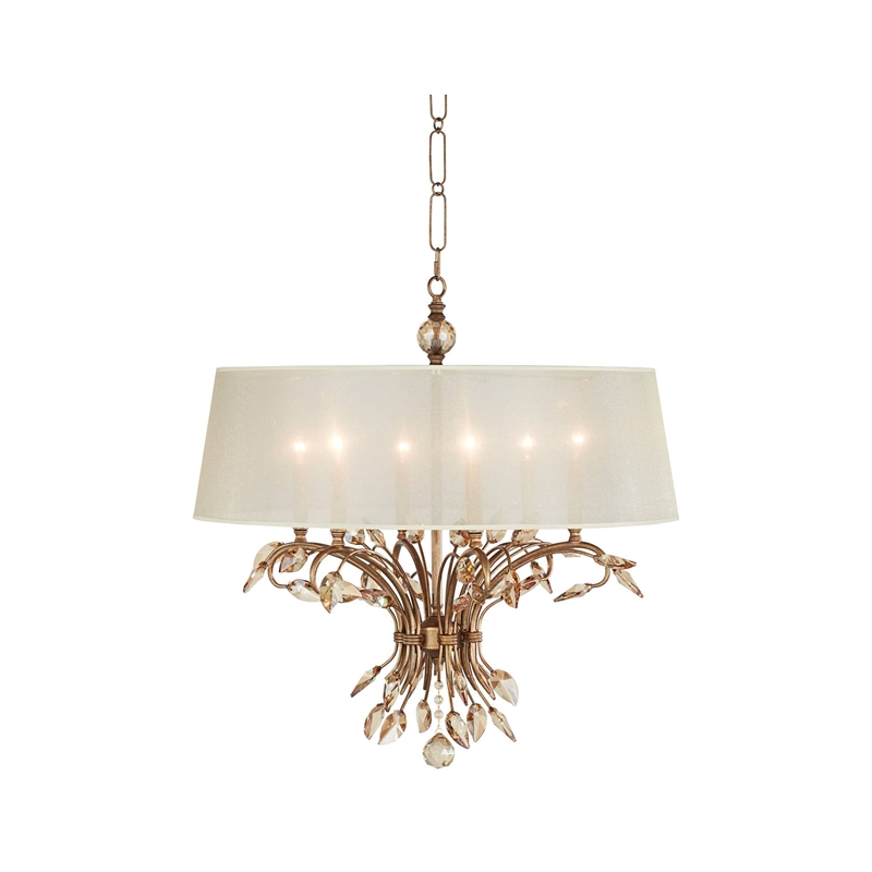 Pemberly Row 6 Light Shade Chandelier in Burnished Gold Metal