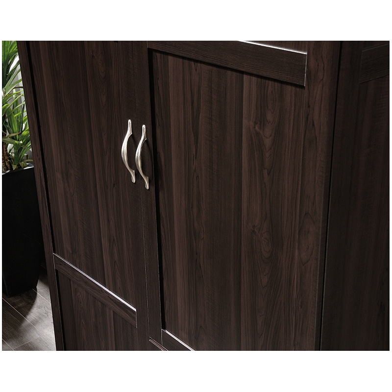 Pemberly Row Engineered Wood 2-Drawers Wardrobe Armoire in Cinnamon Cherry