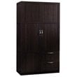 Pemberly Row Engineered Wood 2-Drawers Wardrobe Armoire in Cinnamon Cherry