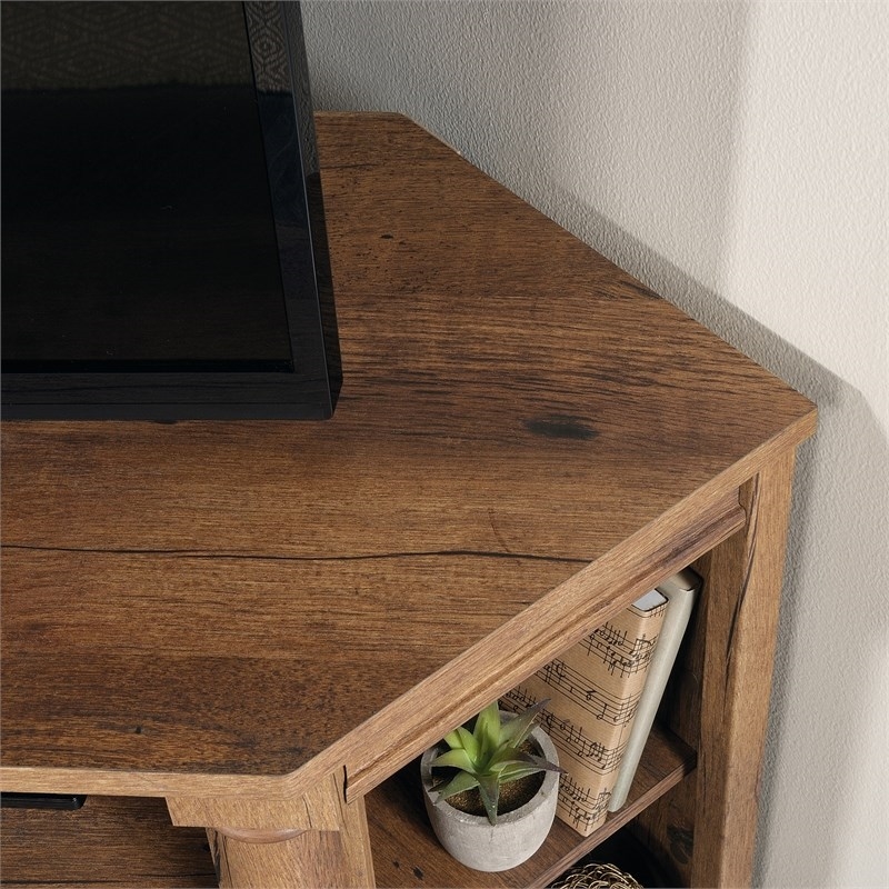 Pemberley Row Engineered Wood Vintage Oak Corner TV Stand Rectangular 61.1