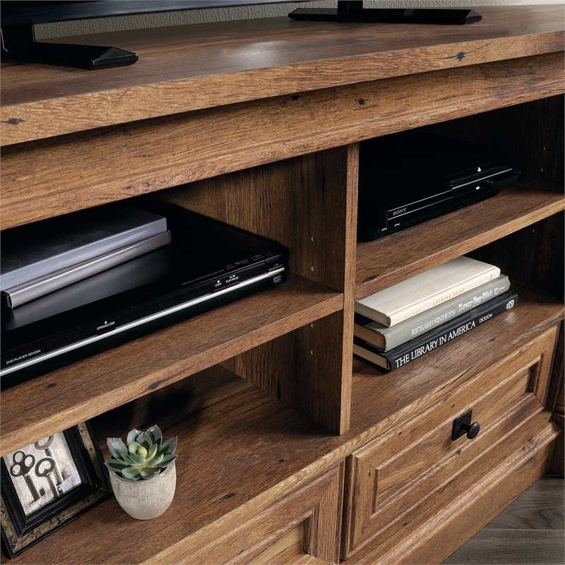 Pemberley Row Engineered Wood Vintage Oak Corner TV Stand Rectangular 61.1