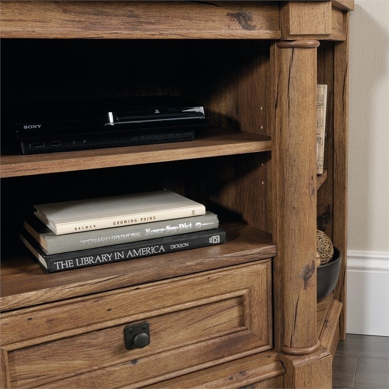 Pemberley Row Engineered Wood Vintage Oak Corner TV Stand Rectangular 61.1