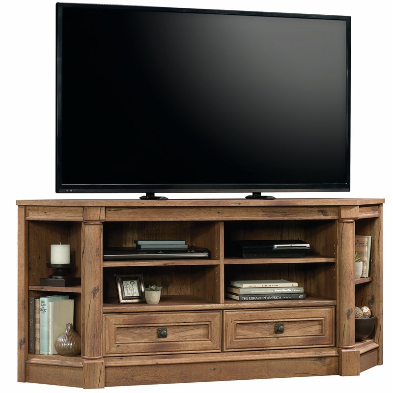 Pemberley Row Engineered Wood Vintage Oak Corner TV Stand Rectangular 61.1