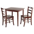 Pemberly Row 3-Piece Square Transitional Solid Wood Dining Set in Antique Walnut