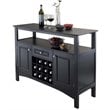 Pemberly Row Composite Wood Wine Rack Buffet in Black Finish