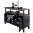 Pemberly Row Composite Wood Wine Rack Buffet in Black Finish