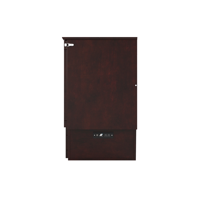 Pemberly Row Farmhouse Solid Wood Queen Murphy Bed Chest in Espresso