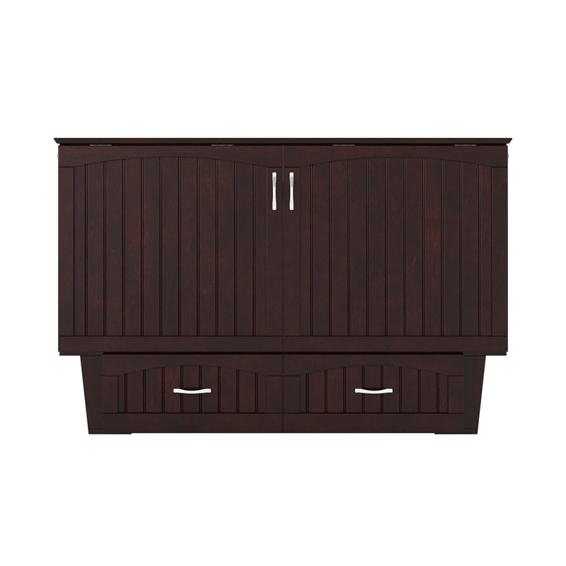 Pemberly Row Farmhouse Solid Wood Queen Murphy Bed Chest in Espresso